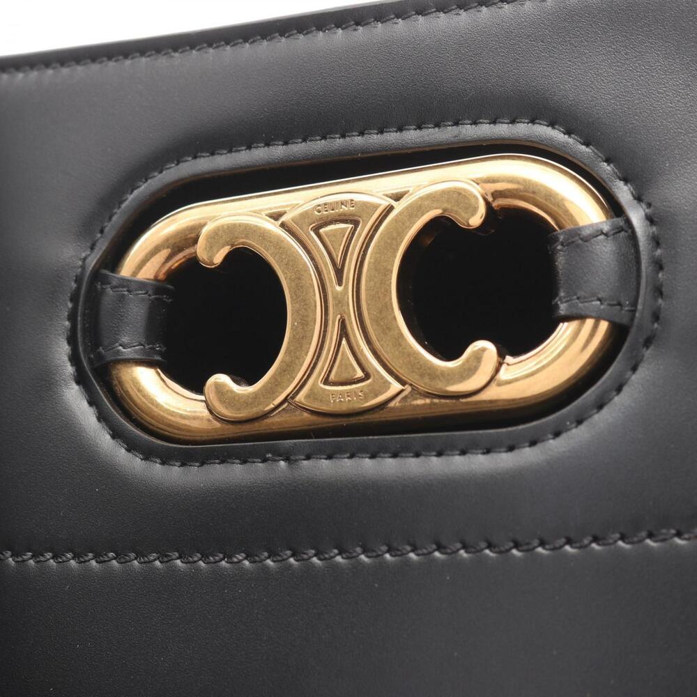 Celine Maillon Bucket Triomphe Shoulder Bag, Leather, Women's, Black - Picture 5 of 9